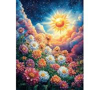 Sunflower Field Under A Magical Sky 1000 Pieces Jigsaw Puzzles Science Fiction Magical Dream For Men Educational Decompression Adults Anxiety Memory Care Mothers Valentines Gift Durable Cardboard 100