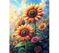 Sunflower Field Under A Magical Sky 500 Piece Pack Classic Jigsaw Puzzle Wildlife Pet Couple Puzzle Partners Ultra Difficult Wall Decor Easter New Year Cardboard 500 PCS