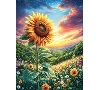 Sunflower Field Under A Magical Sunset 500 Pieces Classic Jigsaw Puzzle Wildlife Pet Puzzle for Adults Concentration Training Wall Art Mental Exercise Halloween Thick Cardboard 500 PCS