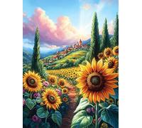 Sunflower Field Under A Rainbow 500 Piece Count Premium Jigsaw Puzzle Science Fiction Magical Dream For Adults Teens 14+ Concentration Training Indoor Game Family Game Night Creativity Gift Giving 5