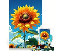 Sunflower Field Under Blue Sky 1000 Piece Jigsaw Puzzle for Teenagers Mind Game Toy Stress Release Neat Cut Artistic Gift 38x52cm