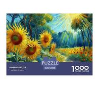 Sunflower Field Under Sun Educational Game Decompression 1000 Pieces Jigsaw Puzzle - Sunflower Field with Sun Rays for Adults Kids Home Activity52x38cm/1000pcs