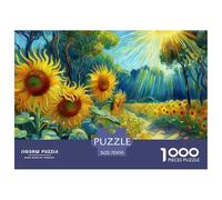 Sunflower Field Under Sun Great Gift Idea 1000 Pc Adult Jigsaws - Sunflower Field with Sun Rays Impossible Hard Challenging Game for Wall Decoration70x50cm/1000pcs