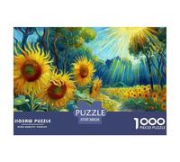 Sunflower Field Under Sun Recycled Paper 1000 Piece Jigsaw Sunflower Field with Sun Rays Puzzle - for Adults Educational Game Decompression Wall Decoration38x26cm/1000pcs
