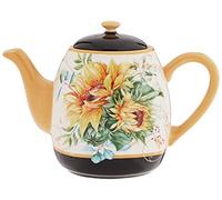 Sunflower Fields 40 oz Ceramic Teapot with Lid - Great for Steeping Loose Leaf or Bagged Tea, Ideal for Gifting, Entertaining, and Everyday Use