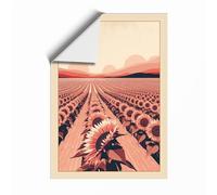Sunflower Fields at Sunset Boho Unframed Wall Art Print A2 (59.4×42cm), Wall Decor for Living Room, Bedroom, Office & Home, Art Gift