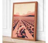 Sunflower Fields at Sunset Canvas Wall Art Print 30x20 Inch (76 x 51 cm)