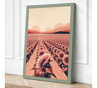 Sunflower Fields at Sunset Canvas Wall Art Print 30x20 Inch (76 x 51 cm)