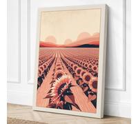 Sunflower Fields at Sunset Canvas Wall Art Print 36x24 Inch (91 x 61 cm)