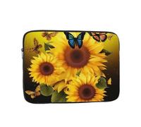 Sunflower Floral Butterflies Art Laptop Case 15 inch, Shockproof Protective Computer Sleeve Cover Water Resistant Laptop Bag Carrying Tablet Cover Briefcase Handbags Gifts for Men Women
