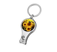 Sunflower Floral Butterflies Art Nail Clipper Curved Blades with Nail File Sharp and Sturdy,Nail Clippers for Salon Home Nail Art, Toenail Clippers Pedicure Tools for Feet for Men & Women