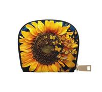 Sunflower Floral Butterflies Art Printed Card Holder Wallet, Women's PU Leather Card Case Wallet & Pocket Wallet