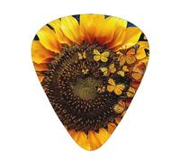 Sunflower Floral Butterflies Art Printed Guitar Pick 12 Pieces Guitar Pick In A Box The Makes Sound Clear Ukulele Electric Acoustic Guitar Bass (0.46 0.71 0.96mm)