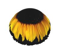 Sunflower Floral Butterflies Art Shower Caps For Women, Elastic And Reusable Bath Caps, Double Waterproof Layers Shower Cap, Bathing Shower Caps