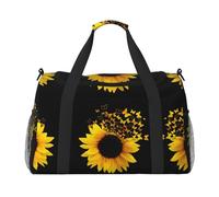 Sunflower Floral Butterflies Art Travel Duffel Bag for Women Men,Print Polyester Tote Hand Luggage Bag with Shoulder Strap