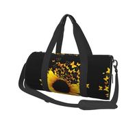 Sunflower Floral Butterflies Art Travel Duffel Bag for Women Men,Print Polyester Tote Round Luggage Bag with Shoulder Strap