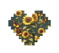Sunflower Floral Butterflies Print Building Brick Puzzles, Family Keepsake Romantic Home Decor Anniversary Birthday Gifts