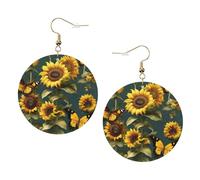 Sunflower Floral Butterflies Trendy Leather Earrings For Women Dangle 1 Pair Lightweight Printed Piercing Earrings Jewelry Gifts For Women Girls