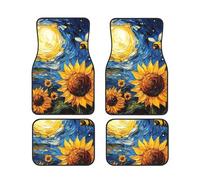 Sunflower Floral Car Floor Mats With Non-Slip Backing - Absorbent Interior Protector For Cars, Suvs & Vehicles - Easy To Clean, Durable Car Carpets