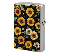 Sunflower Floral Lighter Case Pouch Double-Sided Metal Lighter Sleeve Scratch & Drop Resistant Lighters Protector Fits Standard Kerosene Lighters Pocket Protective Cover for Camping Party