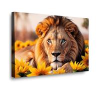 Sunflower Flower Animal Aesthetic Poster African Lion Poster Canvas Art Wall Decor Posters Vibrant Wildlife Nature Art Print Indoor Decor for Home Offices Living Room Bedroom Framed Ready to Hang