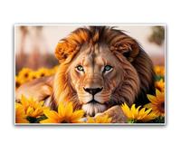 Sunflower Flower Animal Aesthetic Poster African Lion Poster Canvas Art Wall Decor Posters Vibrant Wildlife Nature Art Print Indoor Decor for Home Offices Living Room Bedroom Dining Room farmhouse