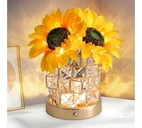 Sunflower Flower Lamp Touch Lamp, Rechargeable Wireless Table Lamp, 3 Colours Continuously Dimmable Small Night Light, Gift for Mum for Valentine's Day, Mother's Day, Christmas
