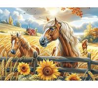 Sunflower Flower Sea Horse 1000 Pieces Set Classic Jigsaw Puzzle Magical Cosmic Creatures Couple Puzzle Partners Mind Relaxation Wall Decor Easter New Year Premium Cardboard 1000 PCS/75x50cm