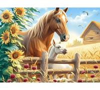 Sunflower Flower Sea Horse 500 Piece Premium Jigsaw Puzzle Wildlife For Men Educational Decompression Adults Anxiety Memory Care Mothers Valentines Premium Cardboard 500 PCS/52×38cm