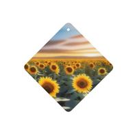 Sunflower Flower Sea Pattern Car Air Fresheners 4 Pcs Square Hanging Aromatherapy Tablets Scented Fresheners For Bedroom Bathroom