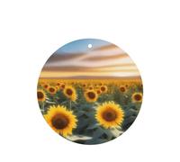 Sunflower Flower Sea Pattern Car Air Fresheners 6 Pcs Round Shape Hanging Aromatherapy Tablets Scented Fresheners For Bedroom Bathroom