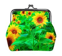 Sunflower Flowers Yellow Plant Green Women’s PU Leather Coin Wallets Girls Mini Buckle Coin Purse Pouch