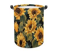 Sunflower for Brightening My Life Laundry Basket with Handles, Large Capacity Water Proof Laundry Hamper, Lightweight & Foldable Storage Basket for Home, Bedroom, Dorm, 44x44cm