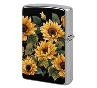 Sunflower for Brightening My Life Lighter Case Metal Protective Cover with Double-Sided Art Design, Cool Lighters Pouch Shockproof Lighter Cover for Men Women Gifts, Lighters Not Included