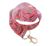 Sunflower & Fruit Print Ribbon Lanyard - 1" Grosgrain Neck Strap with Lobster Clasp - Floral Badge Holder or Keychain - Individual or Bundle Pack (Watermelon Picnic)