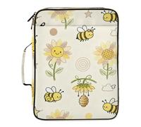 Sunflower Garden Busy Bees Expanding File Pocket Multi-Pocket 1.5 Inch 3 Ringing Binder with Zipper with Zipper Closure for Office Supply