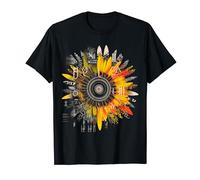 Sunflower Geometric Art Graphic Flower Motif Sunflower T-Shirt