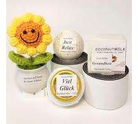 Sunflower Gift for Wife Man - Für Dich Soll immer Die Sonne Scheinen - Birthday Gift Christmas Gift Smiling Sunflower Bath Bombs Gift Set for Her Wellness Gifts for Women