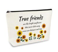 Sunflower Gifts for Best Friend Makeup Bag True Friends Friendship Gifts for Women Cosmetic Bag Long Distance Friendship Gift Friend Work Bestie Leaving Going Away Gift BFF Bestie Birthday Present
