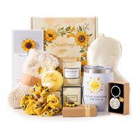 Sunflower Gifts for Women, Birthday Hampers Pamper Gifts for Her, Get Well Soon Gift Baskets Self Care Package Relaxation Bath Set Christmas Gifts for