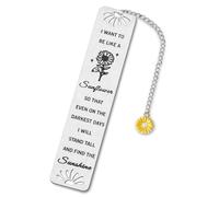 Sunflower Gifts for Women Girls, Inspirational Bookmarks with Sunflower Chain, Book Markers for Reading, Back to School Coming of Age Gifts, Graduation Gifts, Christmas Stocking Stuffers