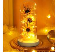 Sunflower Gifts for Women, Sunflower in Glass Dome, Eternal Flower with Led Light Strip, Sunflower Light Home Decoration Romantic Gifts for Valentine's Day Mother's Day Anniversary Birthday Christmas
