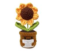 Sunflower Gifts - Handcrafted Positive Crochet Sunflower Potted Decor with Card, Sunflower Present for Get Well Soon, Birthday, Christmas, Thanksgiving for Women Men