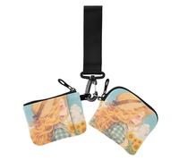 Sunflower Girl Dual Wristlet Wallets for Women Minimalist Identity Card Protector with Zipper Pocket for Ladies 2 Pcs