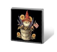 Sunflower Gnome U.S. Flag Custom Lapel Pins Square Brooch Tie Suit Dress Accessories for Men Women Wedding Birthday