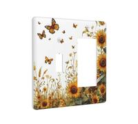 Sunflower Gold Wildflowers Summer Butterfly 2 Gang Single Toggle/Rocker Combination Light Switch Cover Decorative Wall Plate Electrical Faceplate Farmhouse Kitchen Decorate