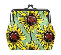 Sunflower Green Women’s PU Leather Coin Wallets Girls Mini Buckle Coin Purse Pouch