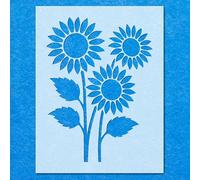 Sunflower Group Stencil: Mylar Airbrush Wall Art Painting Crafts - 190 Micron-A3 Stencil - Design Size (352 x 257 mm)