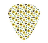 Sunflower Guitar Picks 6 PC,Agricultural Botanical Flowers,Personalized Guitar Pick for Acoustic,Great Gift for Dad Boyfriend Guitar Players(0.46/0.71/0.96 mm),Reseda Green Dark Brown,0.96
