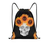 Sunflower Halloween Skull Drawstring Bags Waterproof Swimming Sports Backpack For School Beach Holiday Shopping Yoga
